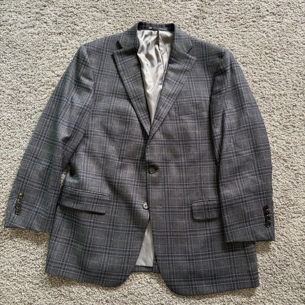 Hart Schaffner Marx Loro Piana 100% Cashmere Blazer Grey Windowpane Check 42 S